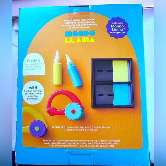 Mondo Llama Wheel Set Painting Craft Kit | Washable Chalk Paint & Tray | NIB - Picture 2 of 10